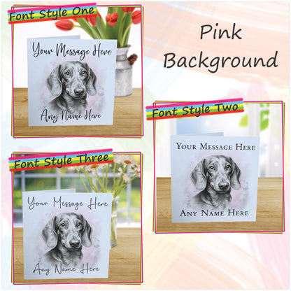 Personalised Daschund Dog Card - Custom Hand Drawn Sketched Dog Art