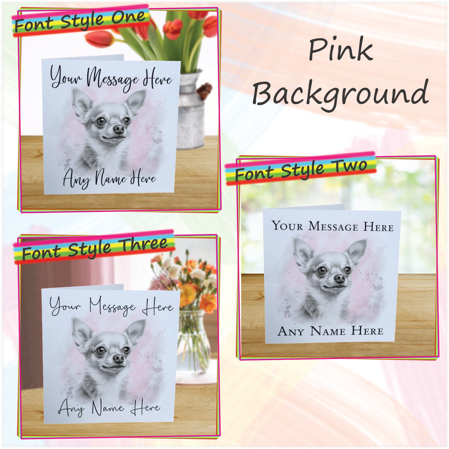 Personalised Chihuahua Dog Card - Custom Hand Drawn Sketched Dog Art