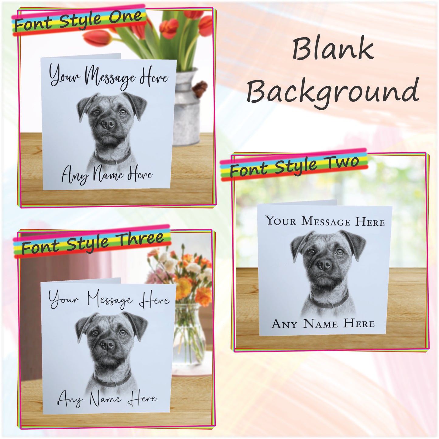 Personalised Border Terrier Dog Card - Custom Hand Drawn Sketched Dog Art