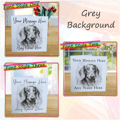 Personalised Daschund Dog Card - Custom Hand Drawn Sketched Dog Art