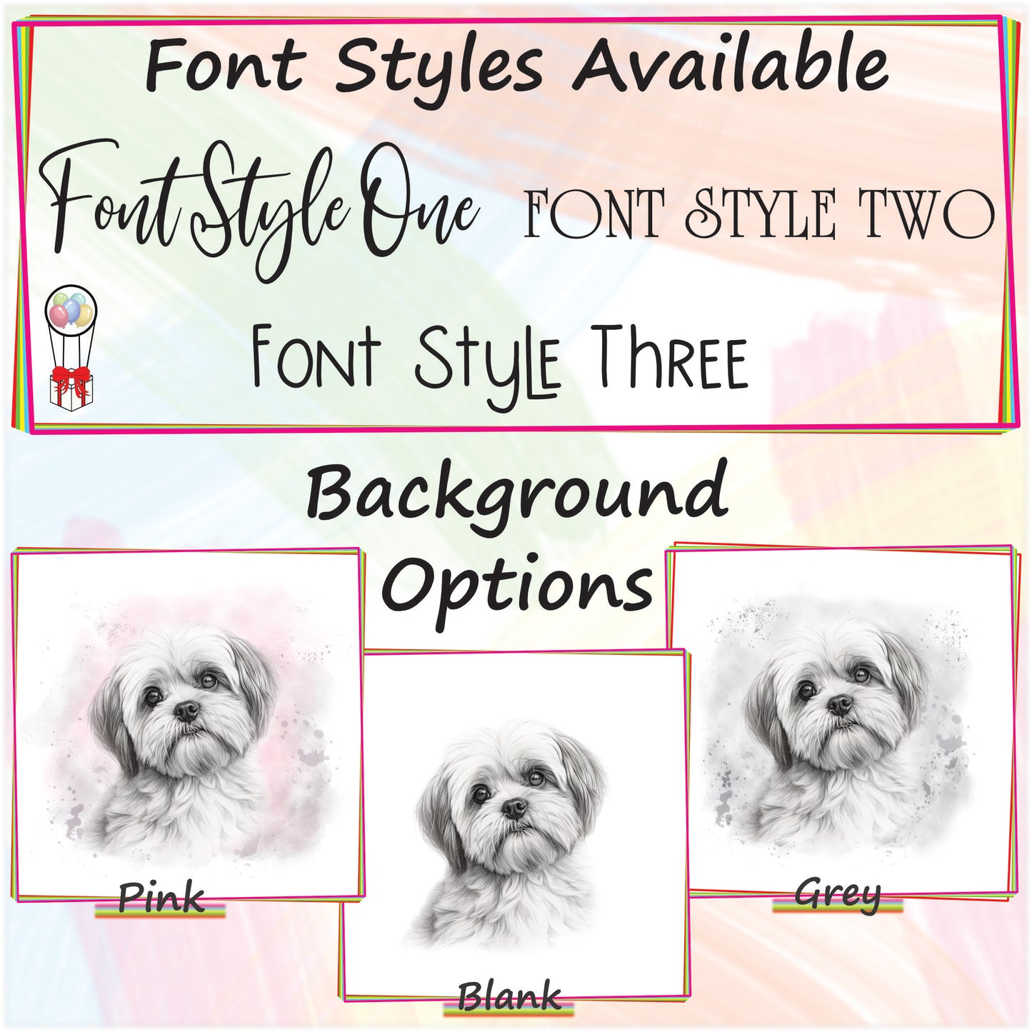 Personalised Shih Tzu Dog Card - Custom Hand Drawn Sketched Dog Art