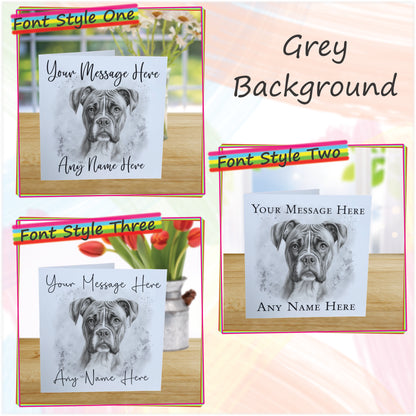 Personalised Boxer Dog Card - Custom Hand Drawn Sketched Dog Art