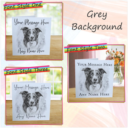 Personalised Border Collie Dog Card - Custom Hand Drawn Sketched Dog Art