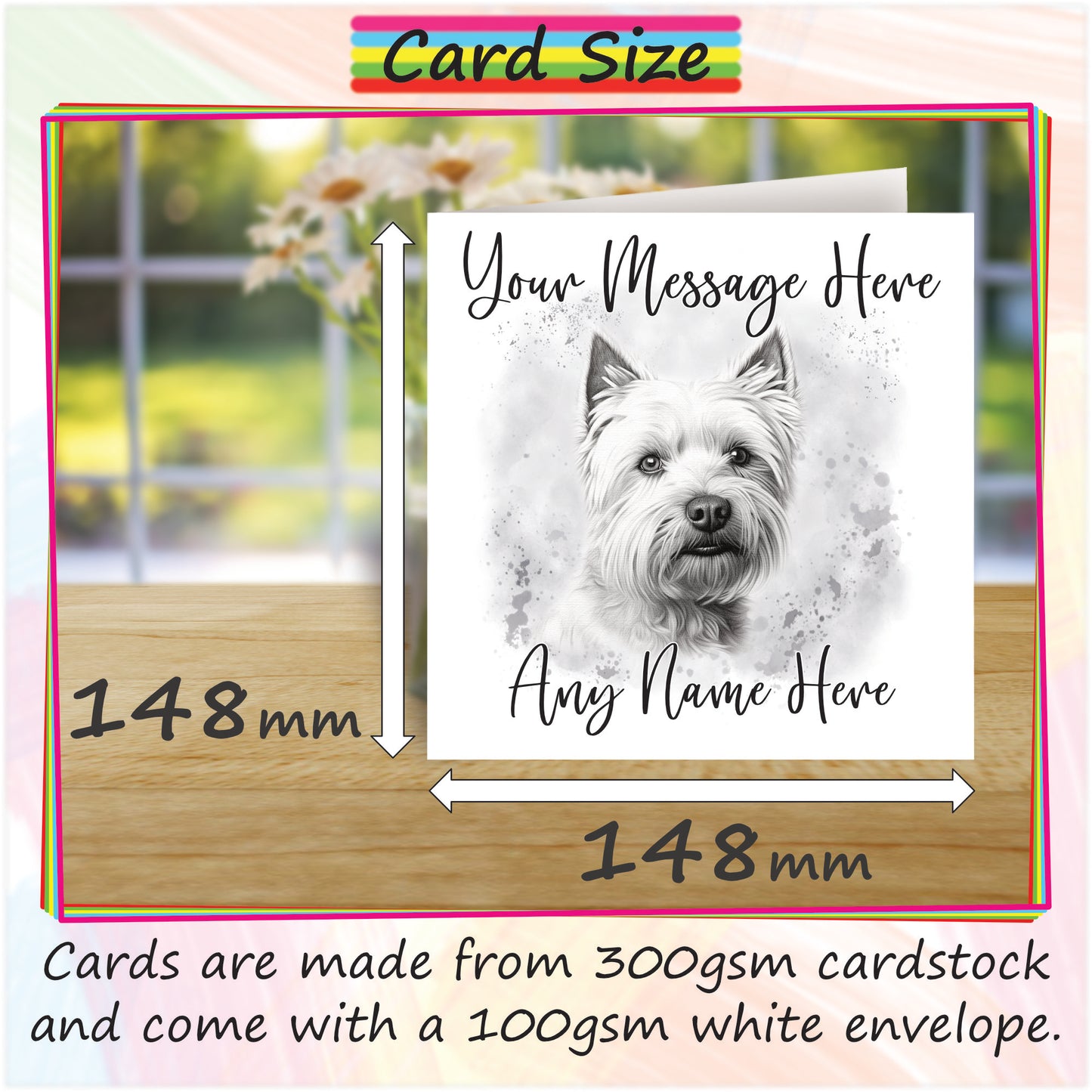 Personalised West Highland Terrier Dog Card - Custom Hand Drawn Sketched Dog Art