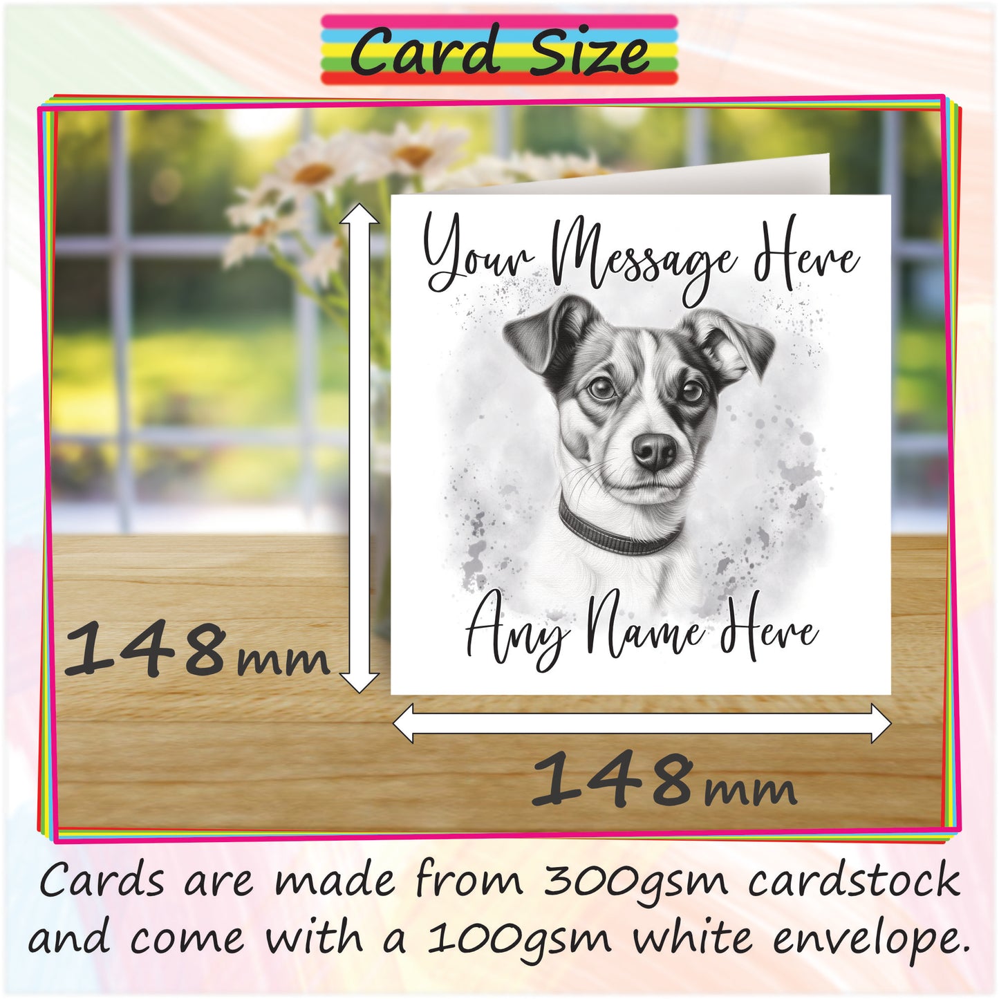 Personalised Jack Russell Terrier Dog Card - Custom Hand Drawn Sketched Dog Art