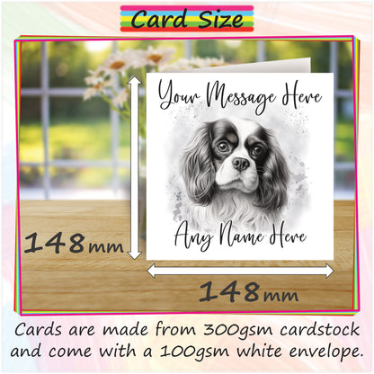 Personalised King Charles Cavalier Dog Card - Custom Hand Drawn Sketched Dog Art