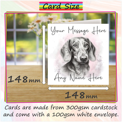 Personalised Daschund Dog Card - Custom Hand Drawn Sketched Dog Art