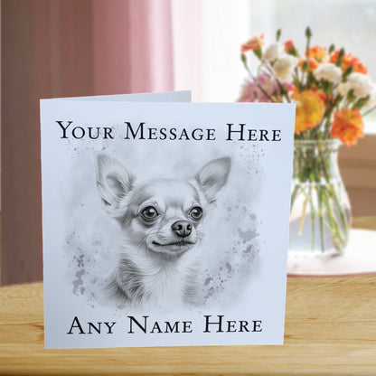 Personalised Chihuahua Dog Card - Custom Hand Drawn Sketched Dog Art