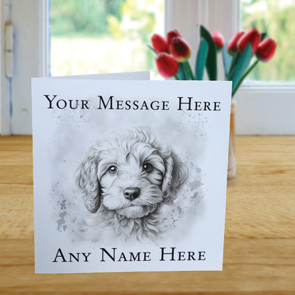 Personalised Cockerpoo Dog Card - Custom Hand Drawn Sketched Dog Art