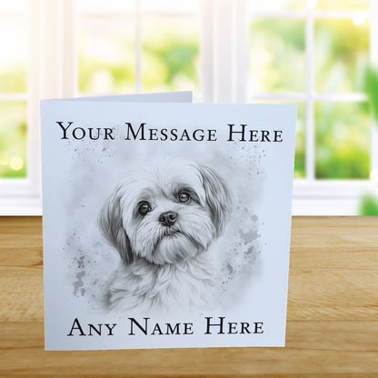 Personalised Shih Tzu Dog Card - Custom Hand Drawn Sketched Dog Art