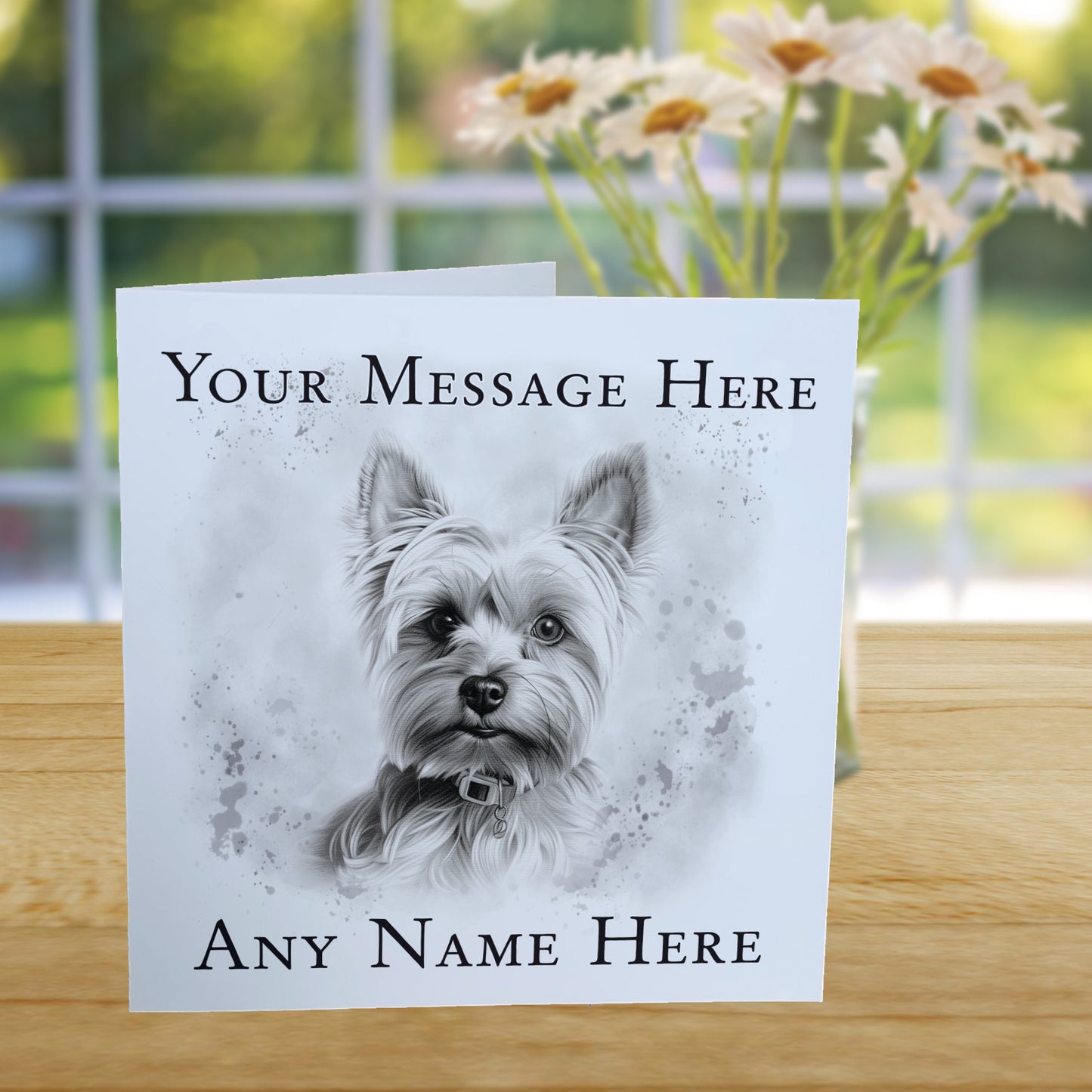 Personalised Yorkshire Terrier Dog Card - Custom Hand Drawn Sketched Dog Art