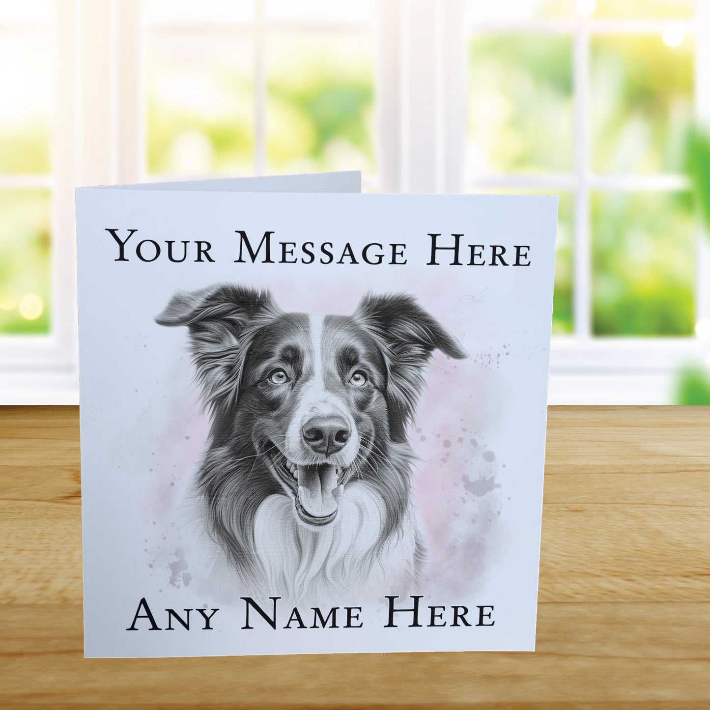 Personalised Border Collie Dog Card - Custom Hand Drawn Sketched Dog Art