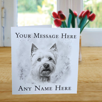 Personalised West Highland Terrier Dog Card - Custom Hand Drawn Sketched Dog Art