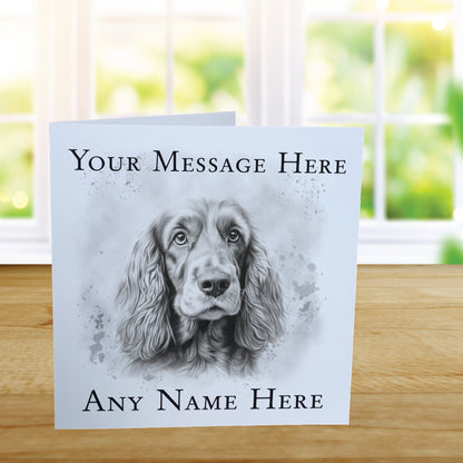 Personalised Cocker Spaniel Dog Card - Custom Hand Drawn Sketched Dog Art