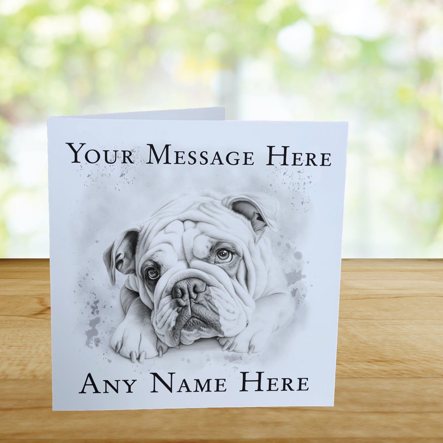 Personalised English Bulldog Card - Custom Hand Drawn Sketched Dog Art