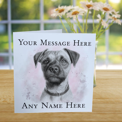 Personalised Border Terrier Dog Card - Custom Hand Drawn Sketched Dog Art