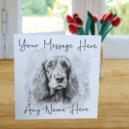 Personalised Cocker Spaniel Dog Card - Custom Hand Drawn Sketched Dog Art