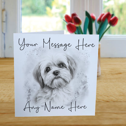 Personalised Shih Tzu Dog Card - Custom Hand Drawn Sketched Dog Art