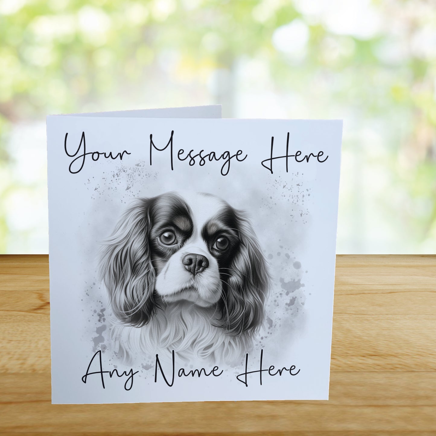 Personalised King Charles Cavalier Dog Card - Custom Hand Drawn Sketched Dog Art