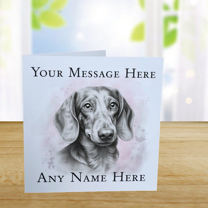 Personalised Daschund Dog Card - Custom Hand Drawn Sketched Dog Art