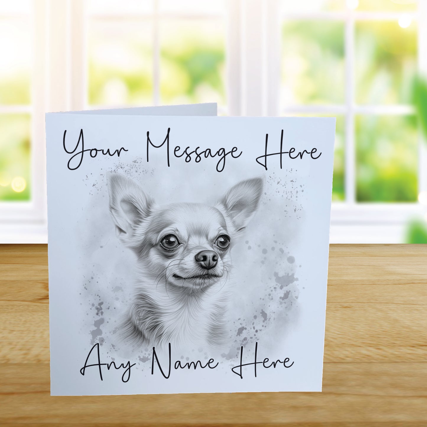 Personalised Chihuahua Dog Card - Custom Hand Drawn Sketched Dog Art