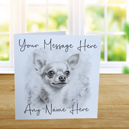 Personalised Chihuahua Dog Card - Custom Hand Drawn Sketched Dog Art