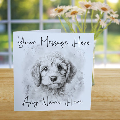 Personalised Cockerpoo Dog Card - Custom Hand Drawn Sketched Dog Art