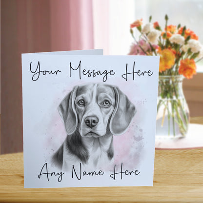 Personalised Beagle Dog Card - Custom Hand Drawn Sketched Dog Art