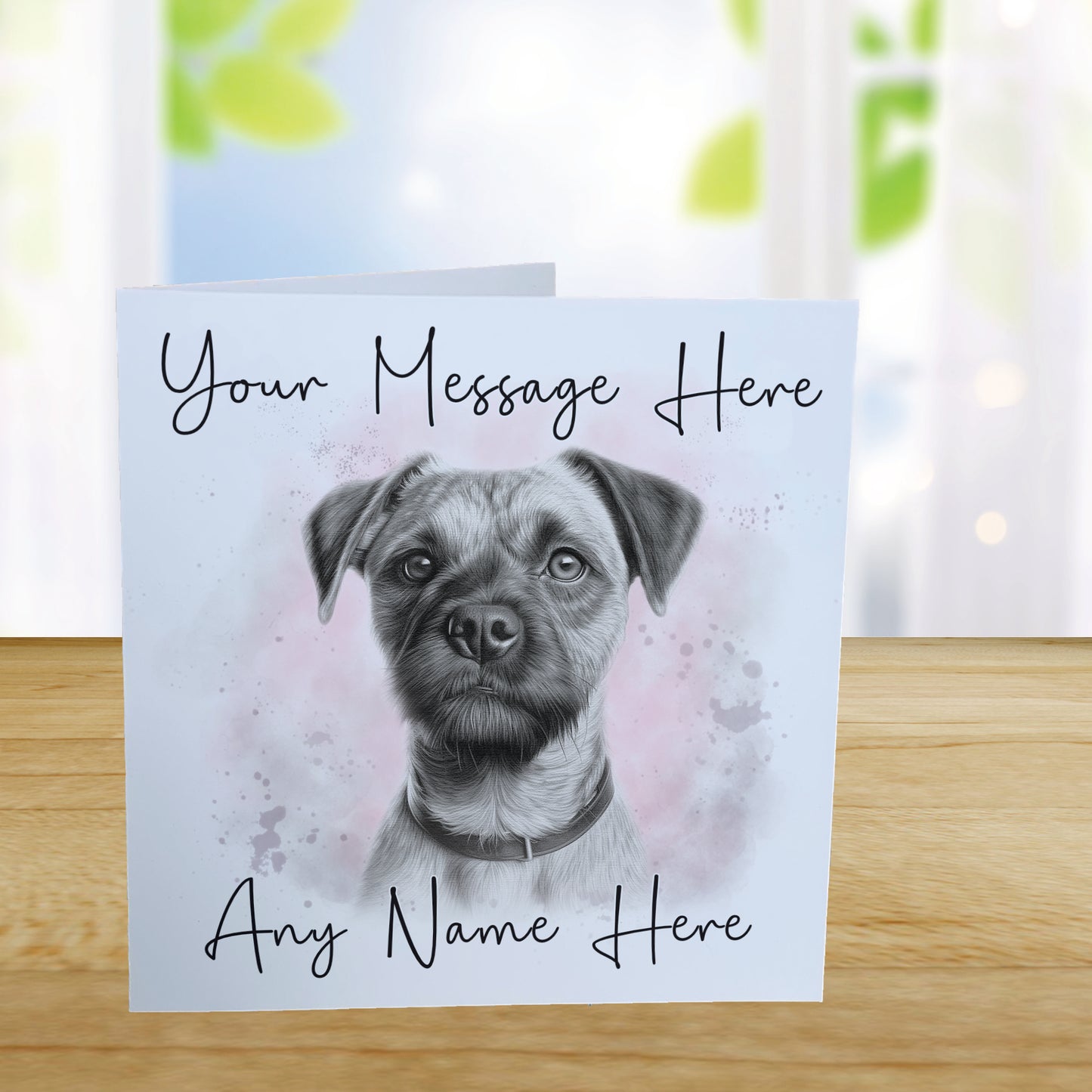 Personalised Border Terrier Dog Card - Custom Hand Drawn Sketched Dog Art