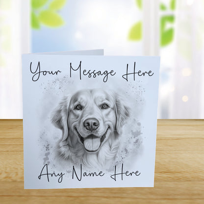 Personalised Golden Retriever Dog Card - Custom Hand Drawn Sketched Dog Art