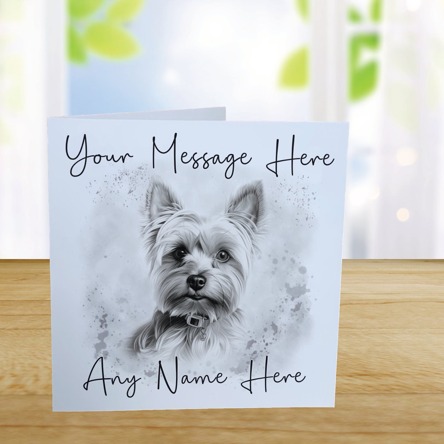 Personalised Yorkshire Terrier Dog Card - Custom Hand Drawn Sketched Dog Art