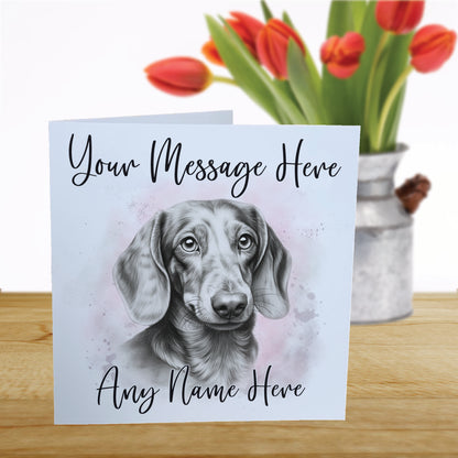 Personalised Daschund Dog Card - Custom Hand Drawn Sketched Dog Art