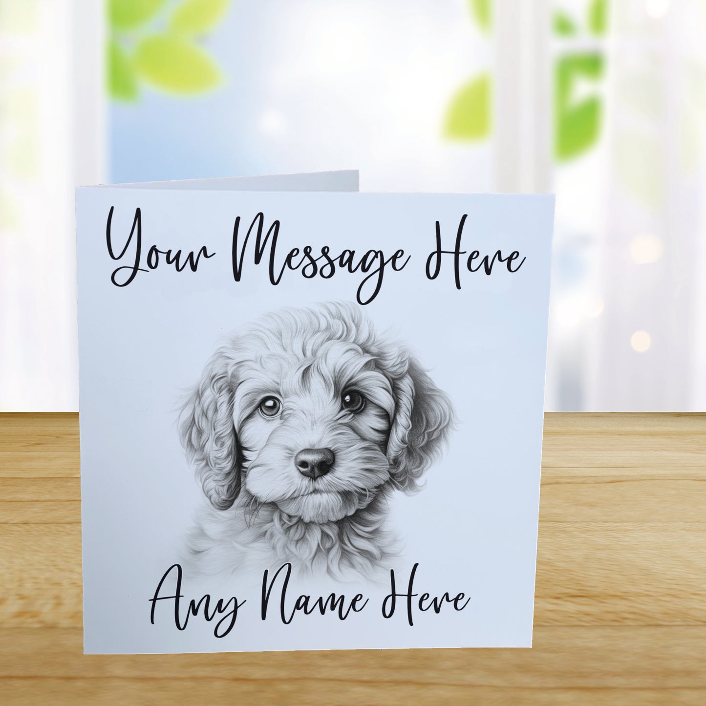 Personalised Cockerpoo Dog Card - Custom Hand Drawn Sketched Dog Art