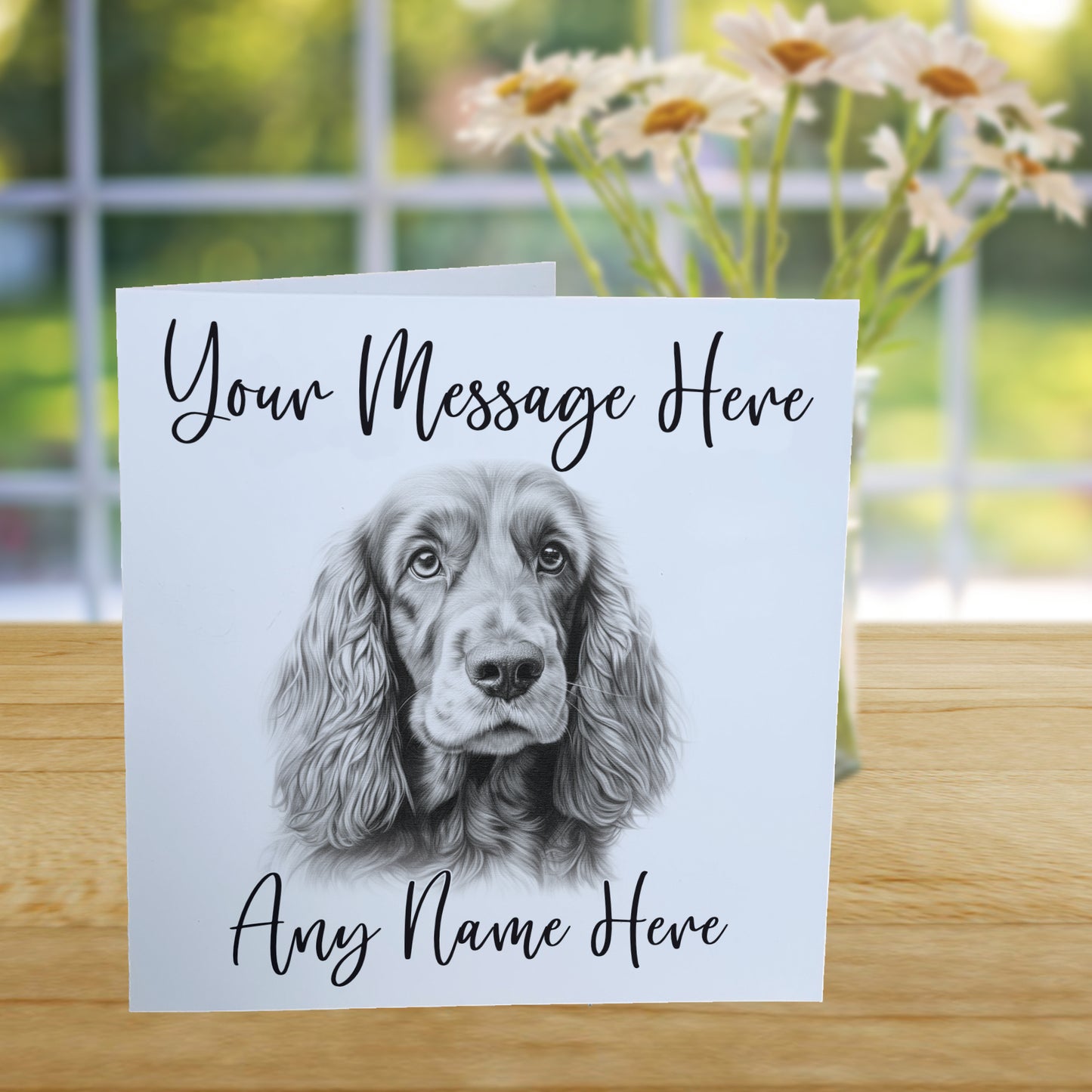 Personalised Cocker Spaniel Dog Card - Custom Hand Drawn Sketched Dog Art