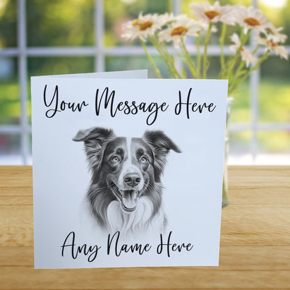 Personalised Border Collie Dog Card - Custom Hand Drawn Sketched Dog Art