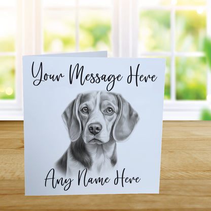 Personalised Beagle Dog Card - Custom Hand Drawn Sketched Dog Art