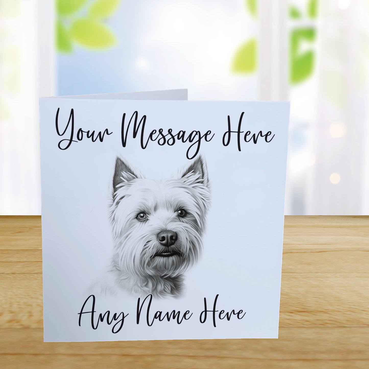 Personalised West Highland Terrier Dog Card - Custom Hand Drawn Sketched Dog Art