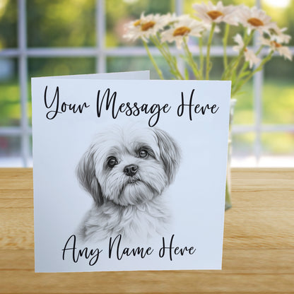 Personalised Shih Tzu Dog Card - Custom Hand Drawn Sketched Dog Art