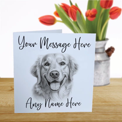 Personalised Golden Retriever Dog Card - Custom Hand Drawn Sketched Dog Art