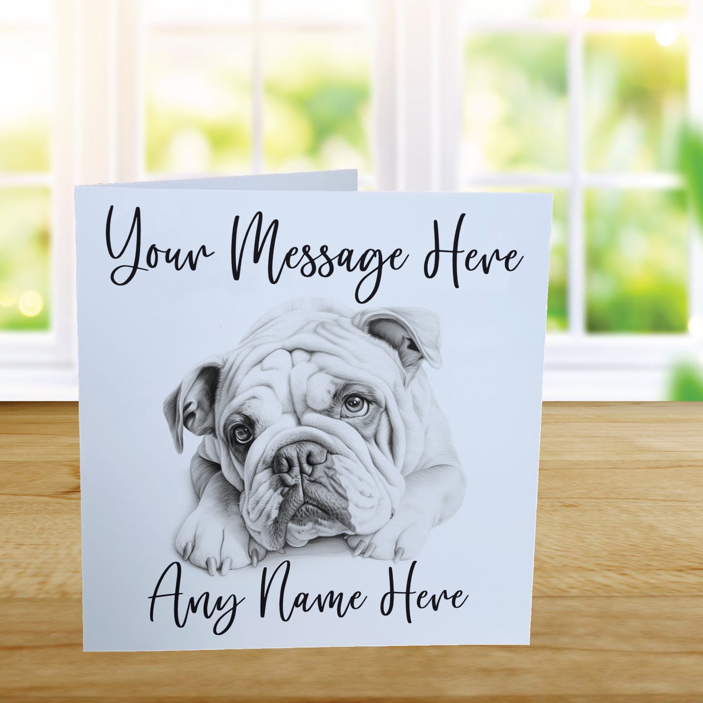 Personalised English Bulldog Card - Custom Hand Drawn Sketched Dog Art