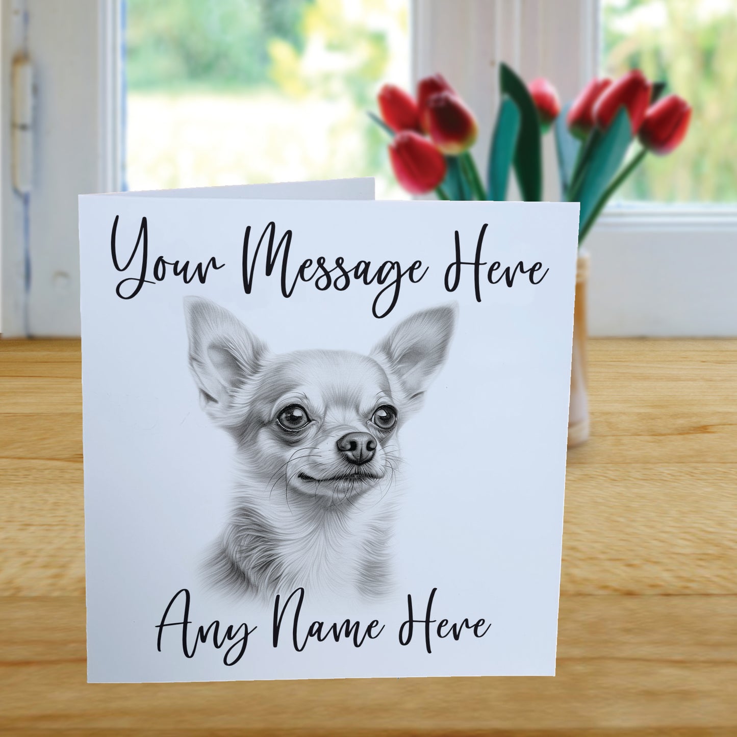 Personalised Chihuahua Dog Card - Custom Hand Drawn Sketched Dog Art