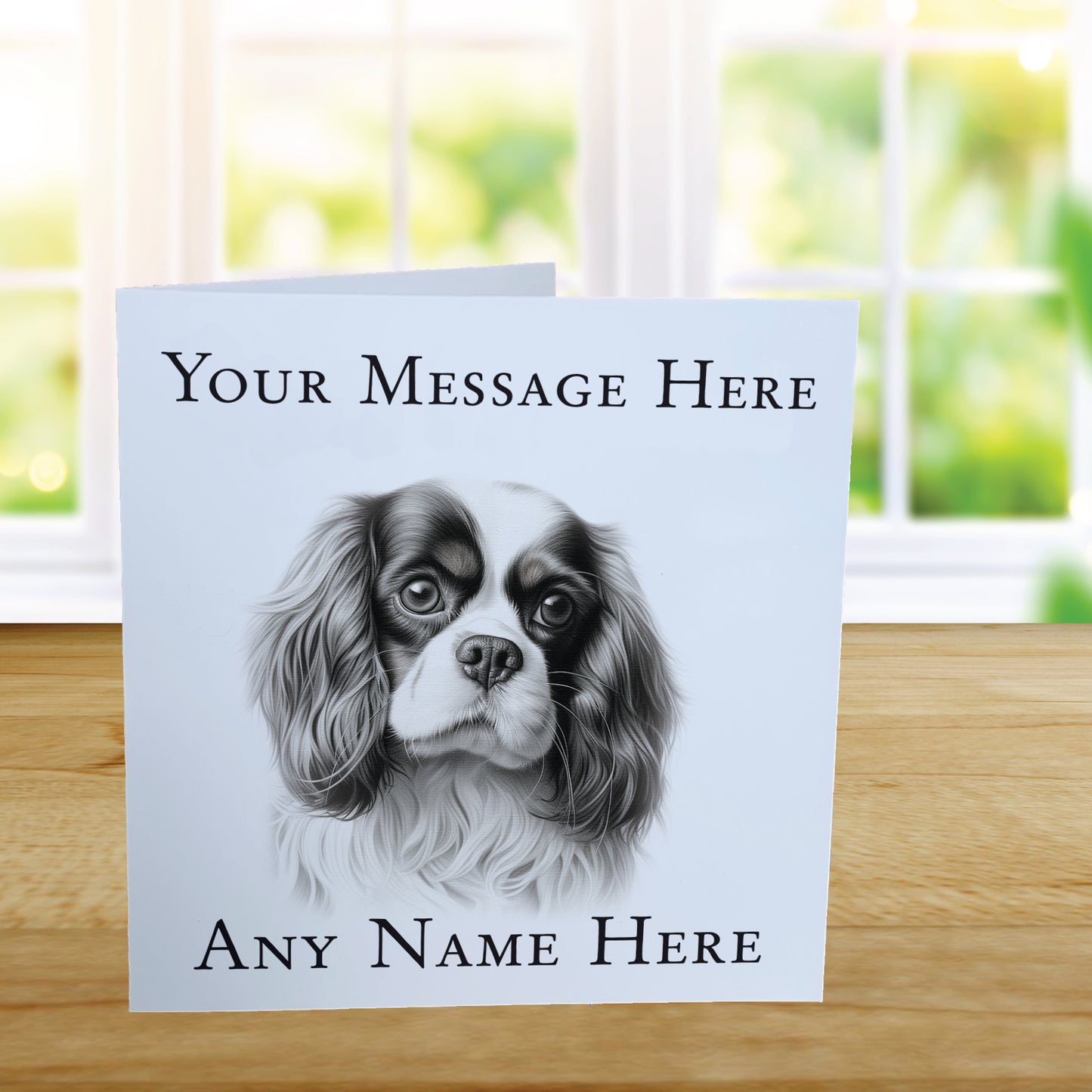 Personalised King Charles Cavalier Dog Card - Custom Hand Drawn Sketched Dog Art