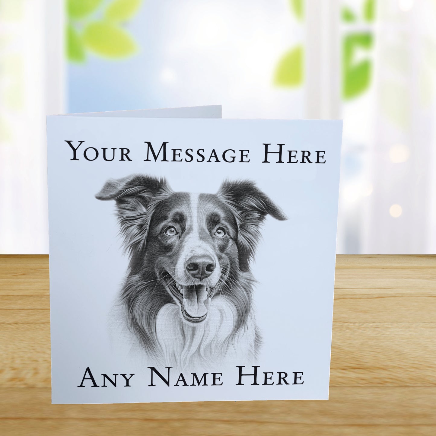 Personalised Border Collie Dog Card - Custom Hand Drawn Sketched Dog Art