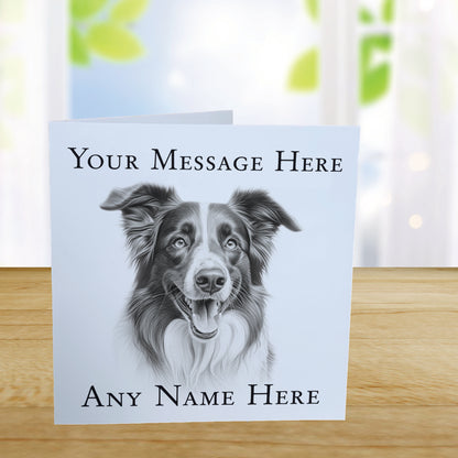 Personalised Border Collie Dog Card - Custom Hand Drawn Sketched Dog Art