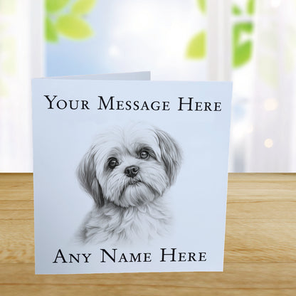 Personalised Shih Tzu Dog Card - Custom Hand Drawn Sketched Dog Art