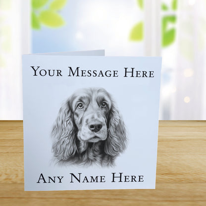 Personalised Cocker Spaniel Dog Card - Custom Hand Drawn Sketched Dog Art