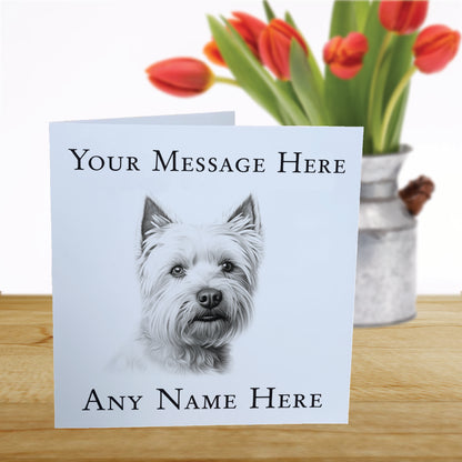 Personalised West Highland Terrier Dog Card - Custom Hand Drawn Sketched Dog Art