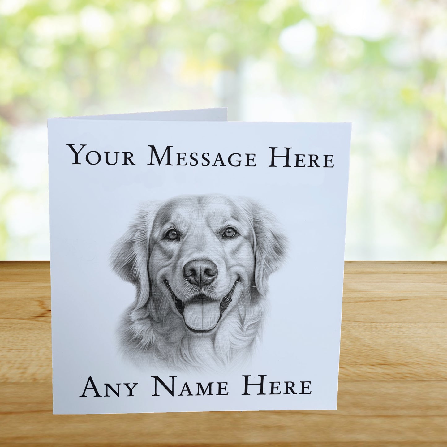 Personalised Golden Retriever Dog Card - Custom Hand Drawn Sketched Dog Art