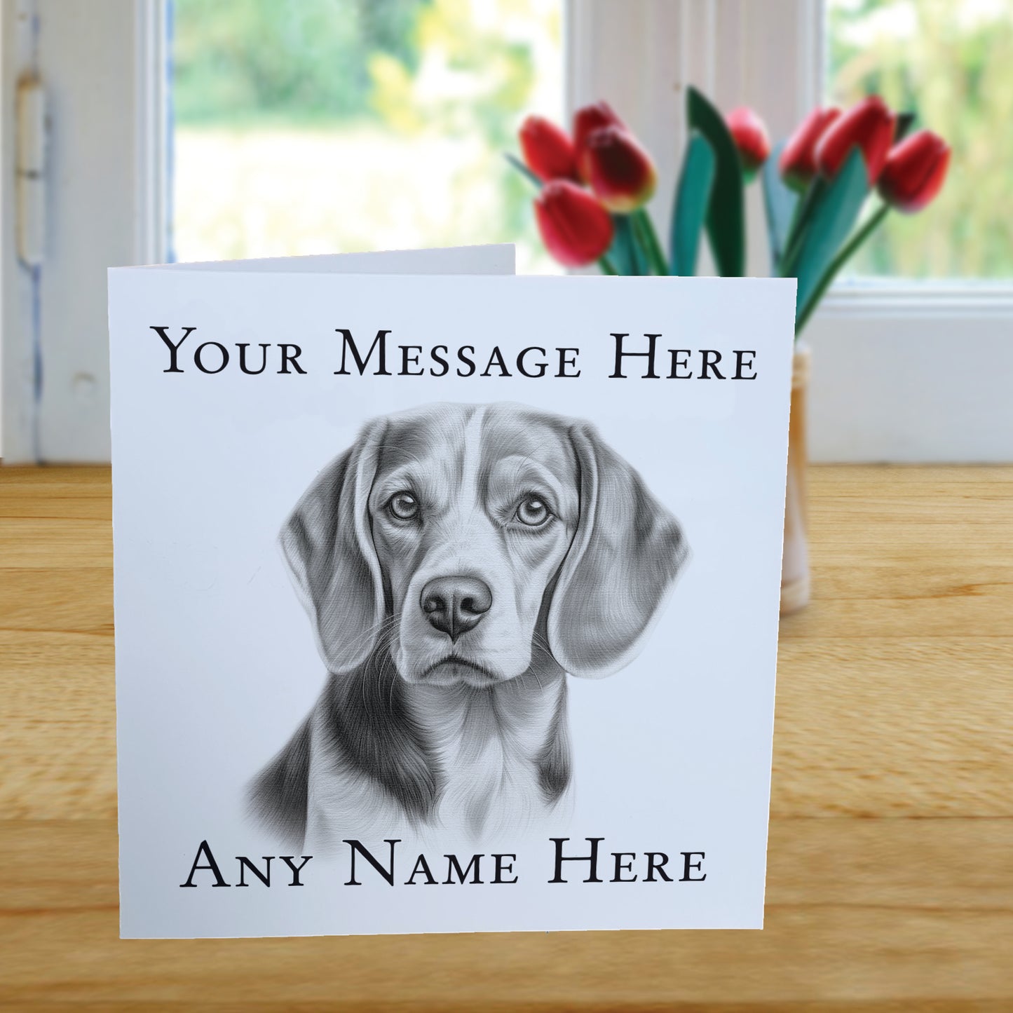 Personalised Beagle Dog Card - Custom Hand Drawn Sketched Dog Art