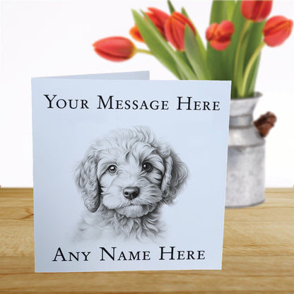 Personalised Cockerpoo Dog Card - Custom Hand Drawn Sketched Dog Art